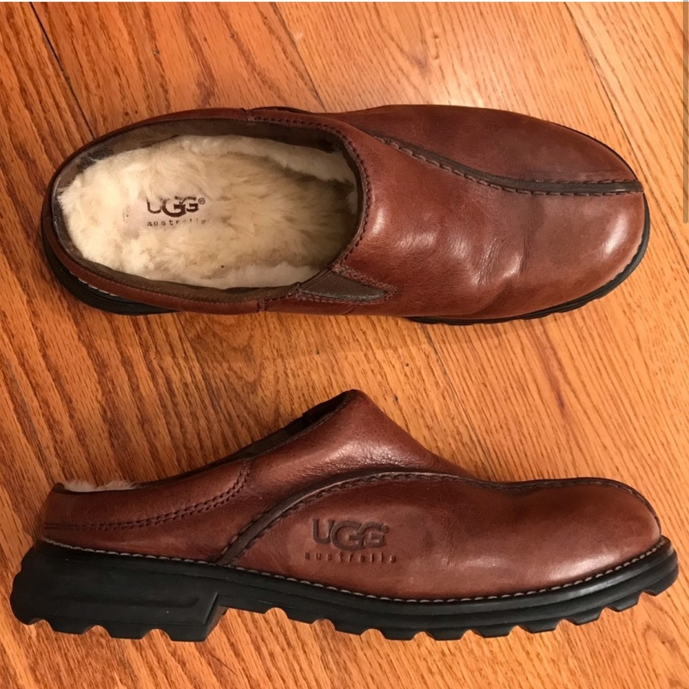 SOLD EUC UGG Leather Mules, Brown